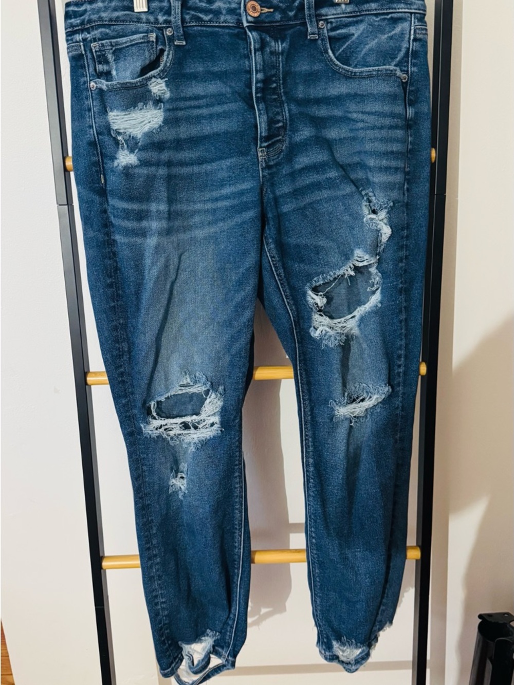 American Eagle Outfitters Distressed Dark Blue Boyfriend Jeans